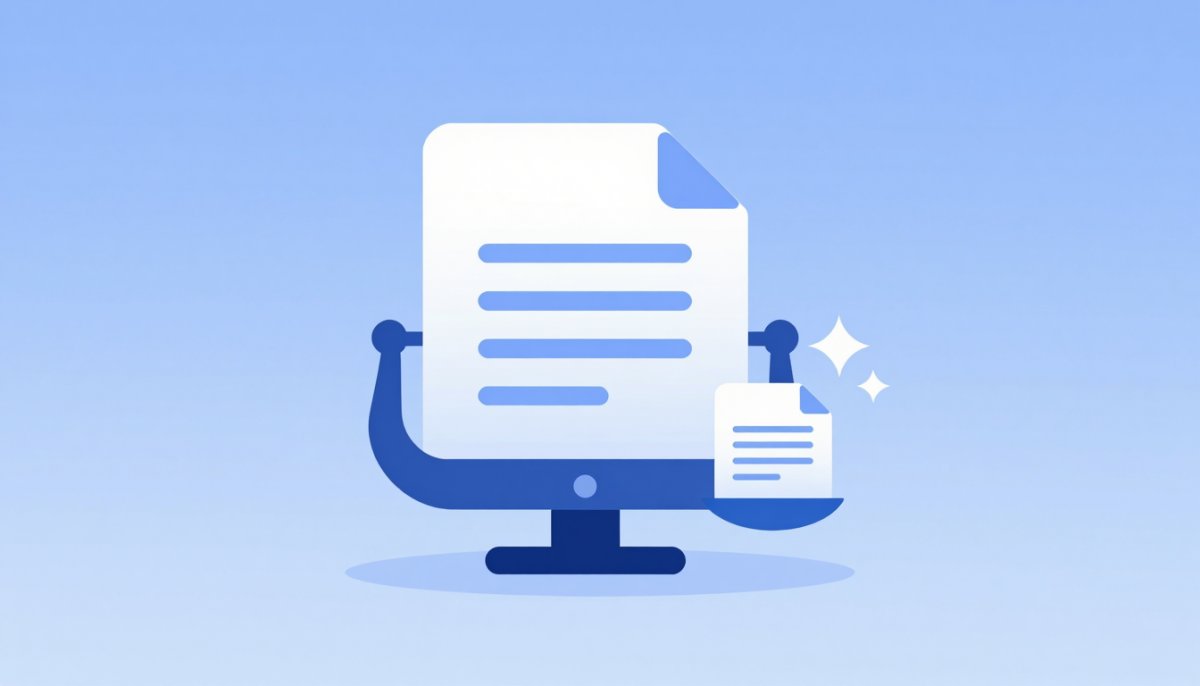 Illustration of a large photo file being gently compressed into a smaller identical-looking file on a balance scale